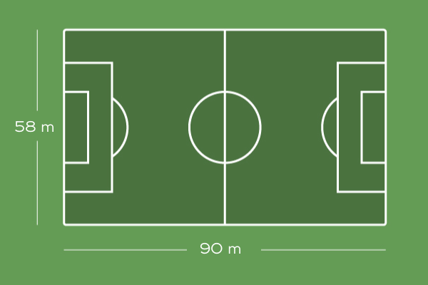 Naturrasen: 90m x 58m